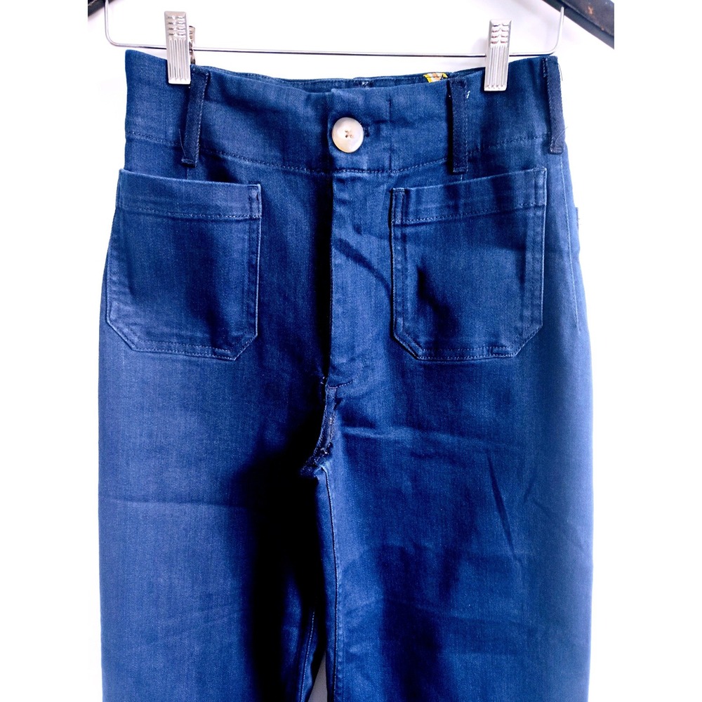 Maeve Wide Leg Crop Jeans in Dark Blue - Picture 4 of 9